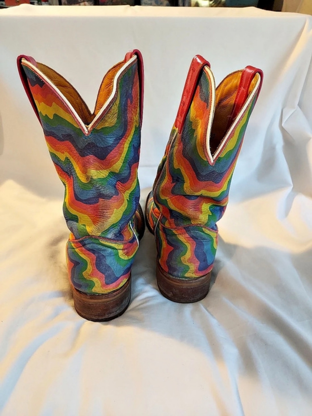 Tin Haul "Neon Melt" Psychedelic Rainbow Leather Cowboy Boots - Size 8.5 - Picture 8 of 15